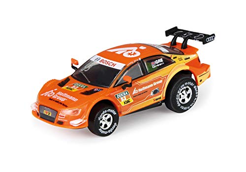 Darda 50393 - Coche Audi RS5 DTM Green, coche de carreras con motor de tracción intercambiable, para niños a partir de 5 años, coche de carreras de marcha atrás, color naranja