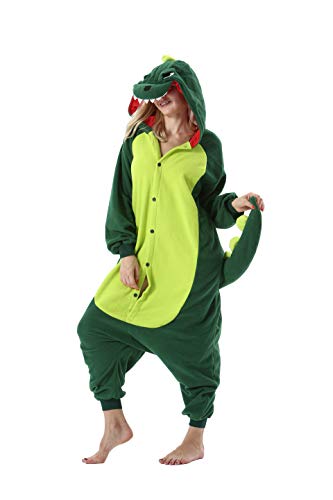 DarkCom Disfraz de Animal Unisex para Adulto Sirve como Pijama o Cosplay Sleepsuit de una Pieza Verde,L para Altura(171CM-185CM)