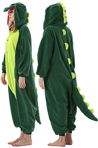 DarkCom Disfraz de Animal Unisex para Adulto Sirve como Pijama o Cosplay Sleepsuit de una Pieza Verde,L para Altura(171CM-185CM)