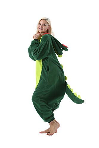 DarkCom Disfraz de Animal Unisex para Adulto Sirve como Pijama o Cosplay Sleepsuit de una Pieza Verde,L para Altura(171CM-185CM)