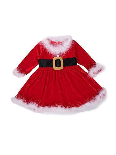 Dazzerake Bebé Niños Niñas Niñas Christmas Santa Claus Costume, Vestido de peluche, 6-12 Meses