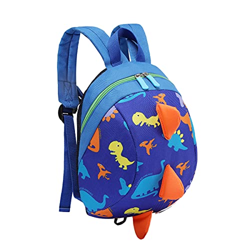 DD Mochila Guarderia Niños, Anti Perdió Dinosaurio Mochila con Correa de Arnés de Seguridad Azul (Blue)