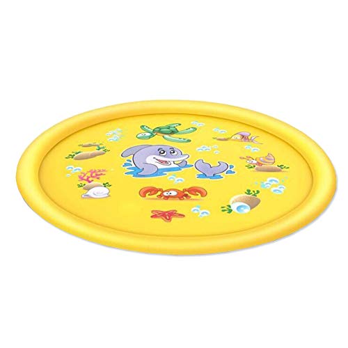 deAO Colchoneta Acuática Rociadora Splash Pad Alfombra de Juegos con Aspersores Incorporados para Juegos de Agua al Exterior, Jardín y Patio Actividad Infantil de Verano para Niños y Niñas (Amarillo)