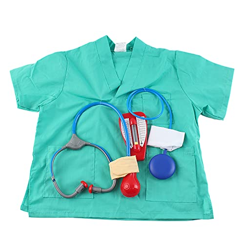 deAO Disfraz de Enfermero Enfermera Juego Infantil de Imitación Conjunto Incluye Uniforme Médico Tradicional, Accesorios de Doctor y Mochila para Almacenaje