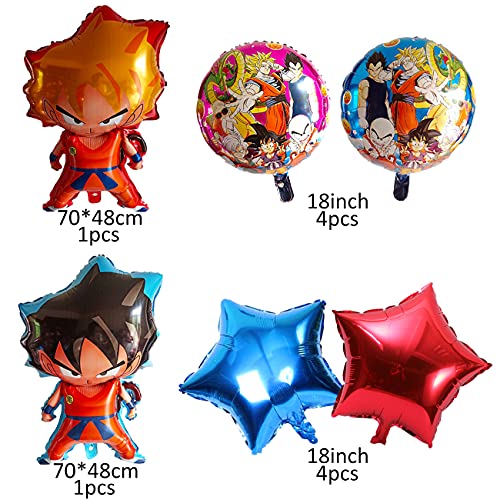 Decoración de Globos Dragon Ball - simyron 10PCS Dragon Ball Globos de Aluminio de Dibujos Fiesta Cumpleaños Decoración Tarta Cumpleaños para Niños Fiesta Baby Shower