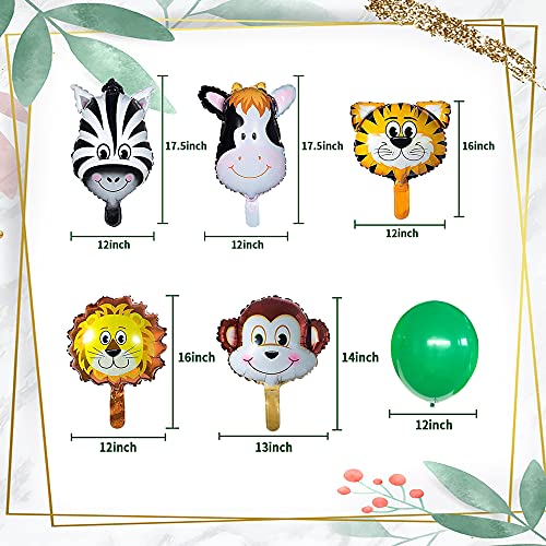 Decoración Fiesta Cumpleaños Animal Niños, Jungle Safari Banner de Feliz Cumpleaños con Hojas de Palma Globos de Látex, Animal Globos Para Niño Cumpleaños Baby Shower Decoración Reutilizable