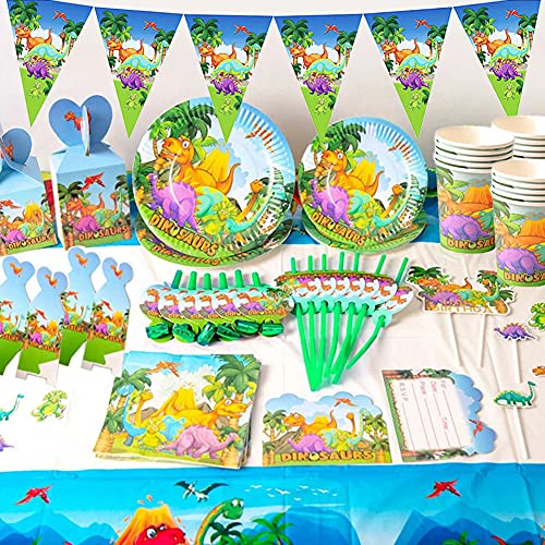 Decoracion Fiesta Dinosaurios Nesloonp90 piezas Platos y Vasos Cumpleaños Artículos para fiestas de dinosaurios para Decoraciones de Ducha de Cumpleaños para Niños