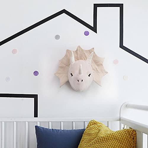 Decoración para Colgar en la Pared con Diseño de Cabeza de Dinosaurio, Decoración de Pared de Cabeza de Animal, Montaje en Pared Cabeza de Animal de Peluche, para Decoración de Habitación de Bebé