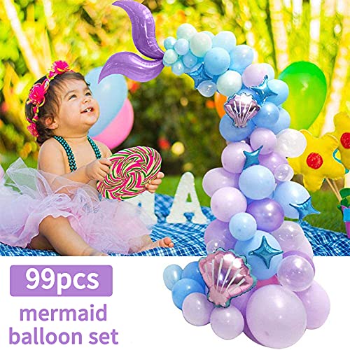 Decoraciones de Fiesta de Sirena, 102pcs Sirena Globo Decoraciones de Fiesta de Sirena Globos Cumpleaños Globos de Cola de Sirena para Fiesta Temática de Mar Sirena Cumpleaños Boda