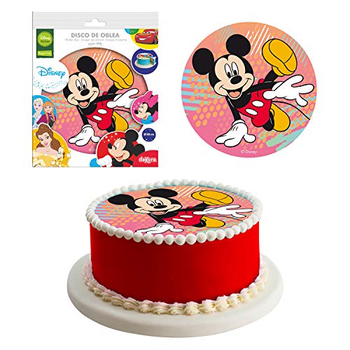 Dekora - Decoracion Tartas de Cumpleaños Infantiles en Disco de Oblea de Disney Mickey Mouse - 20 cm