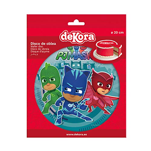 Dekora - Decoracion Tartas de Cumpleaños Infantiles en Disco de Oblea de PJ Masks - 20 cm