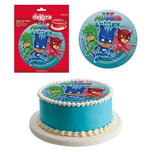 Dekora - Decoracion Tartas de Cumpleaños Infantiles en Disco de Oblea de PJ Masks - 20 cm