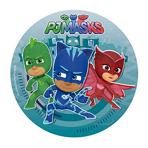 Dekora - Decoracion Tartas de Cumpleaños Infantiles en Disco de Oblea de PJ Masks - 20 cm