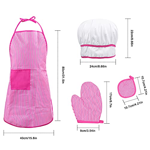 Delantal para Niños Delantal Chef Cocina con Gorro de Chef, Manopla Cocina, Tapete Resistente Calor para Cocinar Hornear, Ajustable Niñito Delantales Cocina Chef para Niños Niñas 3 a 8 Años (marrón)