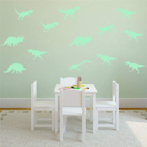 Deliu 9 Piezas de Dibujos Animados Luminosos Dinosaurio Dormitorio decoración Etiqueta de la Pared Dinosaurio Pegatina habitación de Chico calcomanía de Techo Juguete Verde