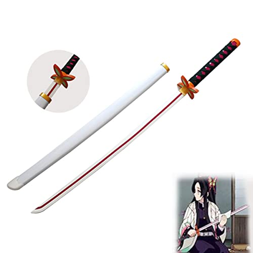 Demon Slayer - Kochou Kanae Espada de madera COS Modelo de arma de utilería para los amantes del anime, Cosplay personaje de anime japanese juego decorativo juguetes Katanas con cinturón, 104cm