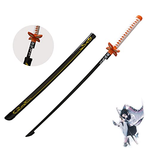 Demon Slayer - Kochou Shinobu Espada de madera COS Modelo de arma de utilería para los amantes del anime, Cosplay personaje de anime japanese juego decorativo juguetes Katanas con cinturón, 104cm