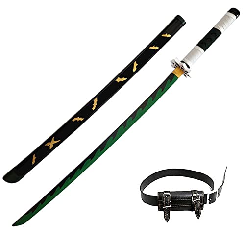 Demon Slayer - Shinazugawa Sanemi Espada de madera COS Modelo de arma de utilería para los amantes del anime, Cosplay personaje de anime japanese juego decorativo juguetes Katanas con cinturón, 104cm