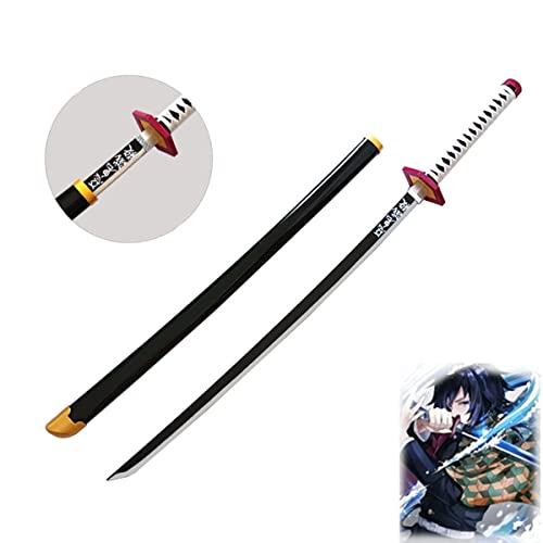 Demon Slayer - Tomioka Giyuu Espada de madera COS Modelo de arma de utilería para los amantes del anime, Cosplay personaje de anime japanese juego decorativo juguetes Katanas con cinturón, 104cm