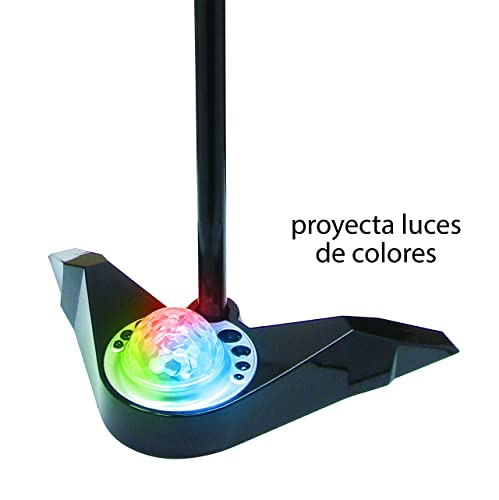 DEQUBE pie con Karaoke Tipo Disco para Cantar, con Luces de Discoteca y Ajustable en Altura, Dos microfonos Negro, Mediano (916D00037)