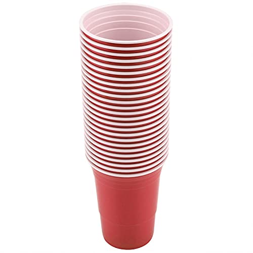 Deror Beer Pong Set Juego de Beber Beer Pong Set Beer Pong Cups-25 Cups(Rojo)