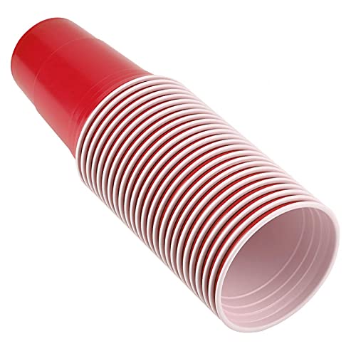 Deror Beer Pong Set Juego de Beber Beer Pong Set Beer Pong Cups-25 Cups(Rojo)