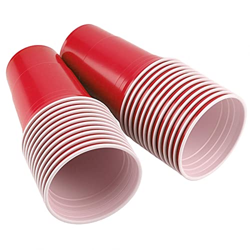 Deror Beer Pong Set Juego de Beber Beer Pong Set Beer Pong Cups-25 Cups(Rojo)