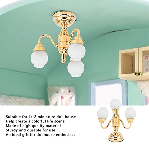 Deror Lámpara de Techo de casa de muñecas, 1:12 Lámpara de Techo de casa de muñecas en Miniatura Exquisita decoración Elegante de luz de Techo LED