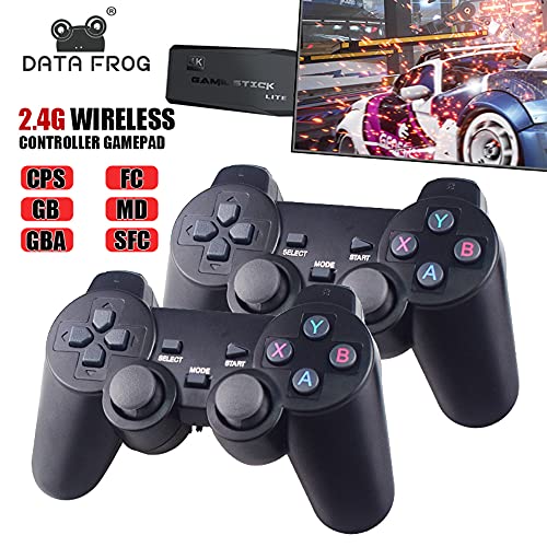 DEVELE Consolas de Videojuegos 4K 2 4G Inalámbrico Integrado en 10000 Juegos 64GB Retro Clásico Gamepads TV Controlador Familiar con Doble Controlador Inalámbrico para PS1/GBA/MD