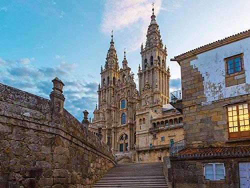 DFGJ Rompecabezas Antiguo Gótico Catedral de Santiago de Compostela, Galicia, España 1000 Piezas (75 * 50 cm)