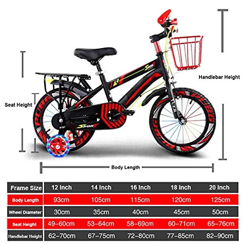 DHMKL 12/14/16/18/20 Pulgadas Bici Infantiles NiñOs Bicicleta con Ruedas Auxiliares Cuadro Acero con Alto Contenido Carbono Manillar Asiento Ajustable En Altura Apto NiñOs 2 A 10 AñOs