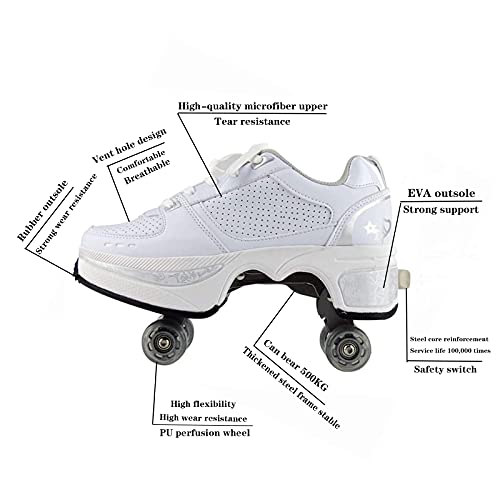 DHTOMC Patines De 4 Ruedas,niña Patines De 4 Ruedas Patines en Línea para Niños Yadolescentes con Luz Diversión Extensible Roller Blades para Niños y Niñas,EUR34