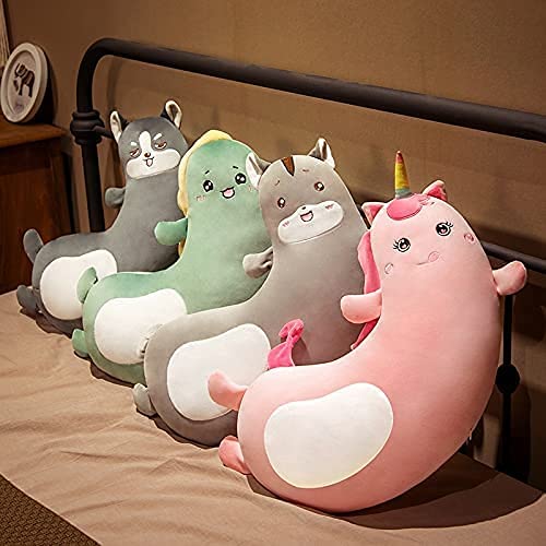 Dibujos animados lindos animales mimados curvados unicornio / husky / dinosaurio / hámster ratón de ratón juguetes de peluche suave cama escolta almohada 100 cm C. ( Color : D , Size : 120cm )