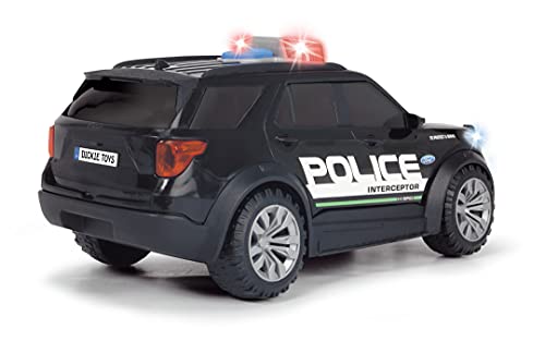 Dickie Toys 203714018 Ford Police Interceptor - Coche de policía con luz y Sonido (25 cm, Escala 1:18, versión de EE.UU., para niños a Partir de 3 años)