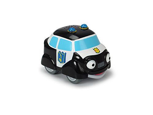 Dickie Toys - Héroes de la Ciudad, Paul Policía, el Coche de policía con luz, Canciones Originales, Sonidos y función de Rueda Libre, Incluye Tarjeta de colección con código Secreto