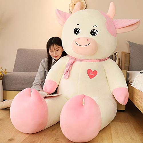 DIDIWEI 60cm Sweety Heart Vaca Juguetes De Peluche Lindo Anime Muñeca De Peluche Suave Animal Bebé Niños Apaciguar Regalo para Amante Chica (Color : Scarf Pink)