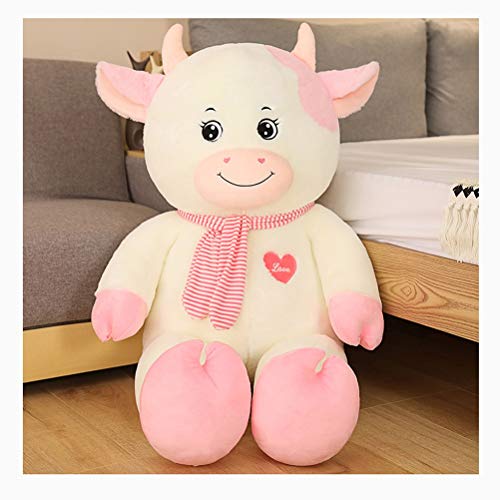 DIDIWEI 60cm Sweety Heart Vaca Juguetes De Peluche Lindo Anime Muñeca De Peluche Suave Animal Bebé Niños Apaciguar Regalo para Amante Chica (Color : Scarf Pink)