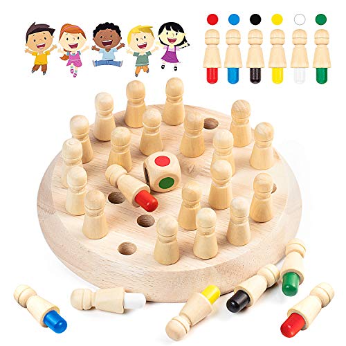 Diealles Shine Ajedrez de Memoria, Ajedrez de Palo de Memoria de Madera, DiversióN Bloque Juego de Mesa Juguete Educational Parent-Child Leisure Fun Toy