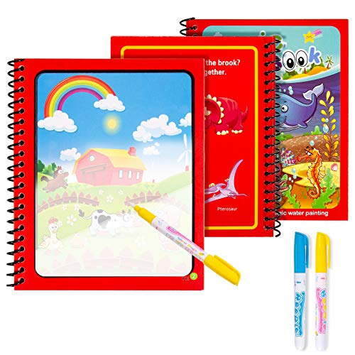 Diealles Shine Magic Water Drawing Book Colores Magicos con Agua con Magic Pen Tablero de Pintura niños pequeños Regalo Juguete, Animal