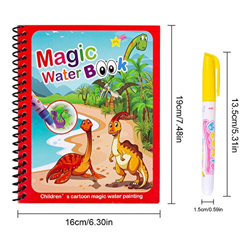 Diealles Shine Magic Water Drawing Book Colores Magicos con Agua con Magic Pen Tablero de Pintura niños pequeños Regalo Juguete, Animal