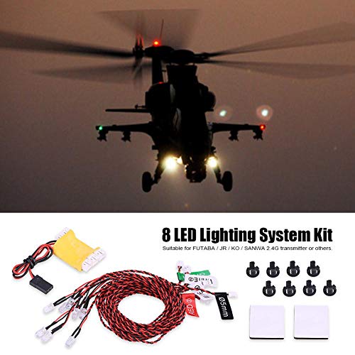 Dilwe Luz Intermitente RC, Kit de Sistema de Iluminación de 8 LED Simulación de Luces Intermitentes para RC Avión Helicóptero