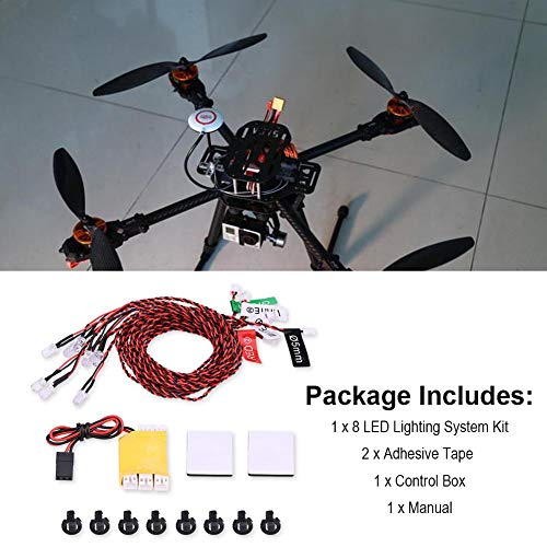 Dilwe Luz Intermitente RC, Kit de Sistema de Iluminación de 8 LED Simulación de Luces Intermitentes para RC Avión Helicóptero