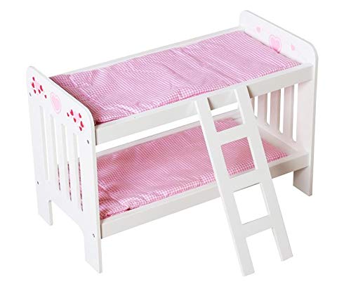 Dimasa Litera Madera para muñecas con Escalera y ropita de Cama incluida 55x58x27 cm.