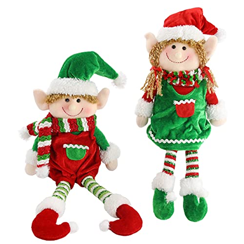 Dirgee 2 unids Elfos de Navidad Peluche Adorable niño y niña Navidad Dolls Dolls Ornamentos Colgantes Santa Helper Niños Decoraciones Regalos, 10 (Color : Style 1)