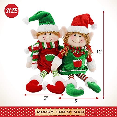 Dirgee 2 unids Elfos de Navidad Peluche Adorable niño y niña Navidad Dolls Dolls Ornamentos Colgantes Santa Helper Niños Decoraciones Regalos, 10 (Color : Style 1)