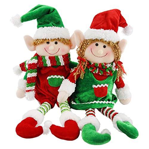 Dirgee 2 unids Elfos de Navidad Peluche Adorable niño y niña Navidad Dolls Dolls Ornamentos Colgantes Santa Helper Niños Decoraciones Regalos, 10 (Color : Style 1)