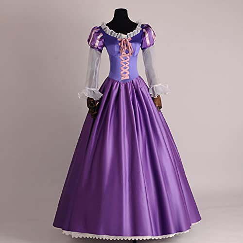 Disfraz de Cosplay de princesa Rapunzel para mujeres adultas, disfraz de drama para mujer, vestido elegante con cordones morados, vestido de fiesta, vestido de fiesta