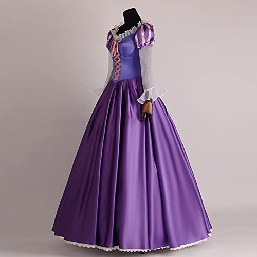 Disfraz de Cosplay de princesa Rapunzel para mujeres adultas, disfraz de drama para mujer, vestido elegante con cordones morados, vestido de fiesta, vestido de fiesta