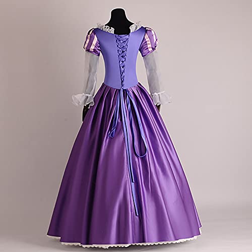 Disfraz de Cosplay de princesa Rapunzel para mujeres adultas, disfraz de drama para mujer, vestido elegante con cordones morados, vestido de fiesta, vestido de fiesta