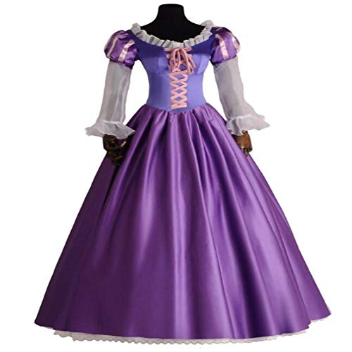 Disfraz de Cosplay de princesa Rapunzel para mujeres adultas, disfraz de drama para mujer, vestido elegante con cordones morados, vestido de fiesta, vestido de fiesta